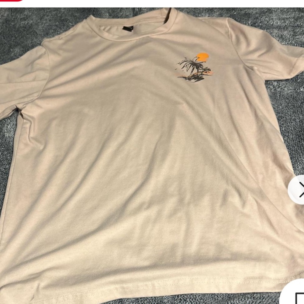 SHEIN Tan Palm Tree Graphic Tee